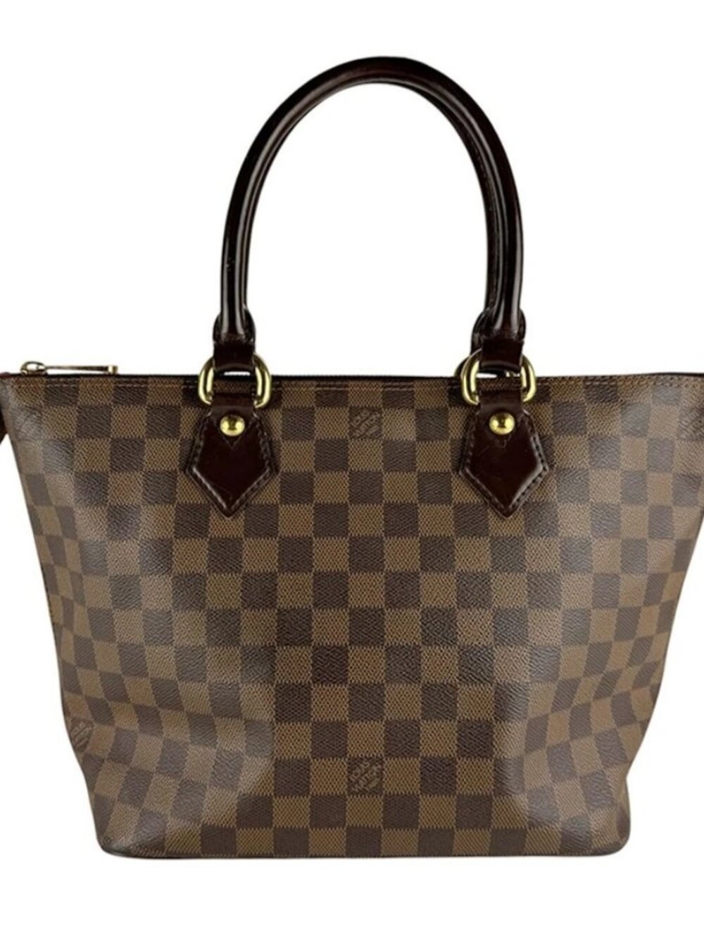 LOUIS VUITTON Damier Ebene Saleya PM Handbag Brown